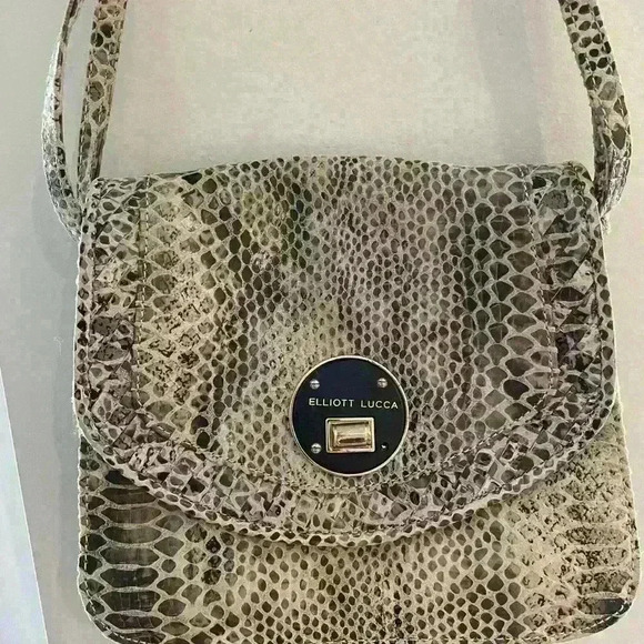 Elliott Lucca Leather Snakeskin Handbag - Picture 1 of 10